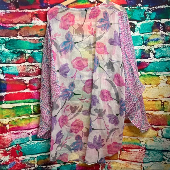 Steve Madden Sheer Floral Kimono Coverup 0153 - Picture 2 of 8